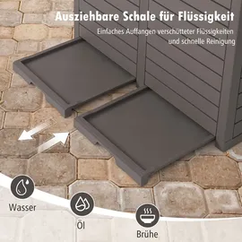 Goplus Mülltonnenbox 236 L 2 Fächer  mit ausziehbarer Flüssigkeitsschale  schwarz