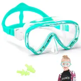 HIKOTEY Taucherbrille Kinder 4-16 Jahre,Schnorchelmaske für Schwimmbrille Kinder Jungen Mädchen Jugendliche,Tauchmaske mit Nasenschutz,180°Panorama HD Anti Nebel Anti-Leck Verstellbares Silikonband