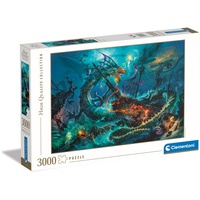 CLEMENTONI - 33023 - Puzzle Collection - The Underwater Battle - 3000 Teile - Puzzle für Erwachsene, Illustration des Autors, Paolo Barbieri, horizontal, Spaß für Erwachsene, Made in Italy