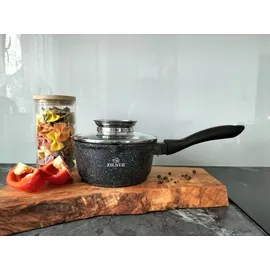 ZILNER 12-tlg Antihaftbeschichtet Kochtopfset Topfset Geschirrset Marmorbeschichtung, Induktion Topf-set ZL-8528 - Schwarz
