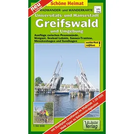 Barthel, A Hansestadt Greifswald und Umgebung Radwander- und Wanderkarte 1 : 50 000. Mit Stadtplan Greifswald. 1:20000