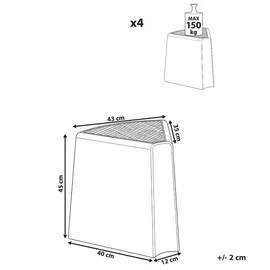 Beliani Gartenhocker 43 x 45 x 35 cm grün 4 St.