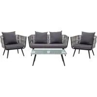 Beliani Gartenmöbel Set Rattan Graphitgrau Ragusa