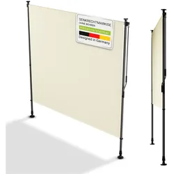 Juskys Senkrechtmarkise Barbados 200x310 cm - Sonnenschutz höhenverstellbar, ohne Bohren - Beige
