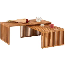 Idimex Couchtisch Beige Teak 116 x 45 cm