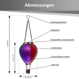 NORTHPOINT Solarleuchte 3er Set 40,0 cm hängend bunt warmweiß Flammeneffekt Dämmerungssensor