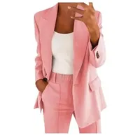 verkaufsstand Hosenanzüge für Damen Elegant Blazer Anzug Set Einfarbig Streetwear Zweiteilig Hosenanzug Business Modern Anzughose Revers Slim Fit Sportlich Büro Outfit - 3XL