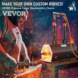 Vevor Gas Schmiedeofen Sechseck, 400 x 215 x 190 mm Gas Schmiede mit Doppelbrenner, Gold, Messing, Bronze, Magnesium, Aluminium, Zinn und Edelstahl, Gas Propan Forge Schmiedeofen 2 m Gasschlauch