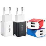 SCHITEC 2 Port USB Ladegerät, 4er-Pack 5V / 2.1A USB Ladeadapter/Netzteil, Bunter tragbarer USB-Portadapter Reise Wall Charger für iPhone X 8,Samsung Galaxy Note 8 S9 S8 Tablet und mehr