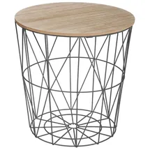 Atmosphera Kumi Beistelltisch Ø40x41cm aus Eisen und MDF in Schwarz und Beige