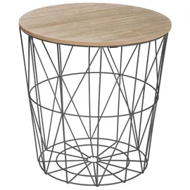Atmosphera Kumi Beistelltisch Ø40x41cm aus Eisen und MDF in Schwarz und Beige