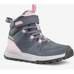 Winterschuhe Kinder Gr. 24–34 Leder Klett warm wasserdicht - SH500 grau, grau|rosa, 24