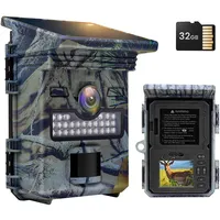 XTU Solar Wildkamera 4K/30fps 48 MP, wildkamera mit bewegungsmelder nachtsicht, 0,2 s Auslösegeschwindigkeit, IP66 Wasserdicht für Wildtier Überwachung mit 32GB Micro SD-Karte