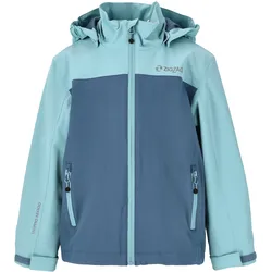 Outdoorjacke ZIGZAG "Bloomer", Kinder, Gr. 110, blau (türkis), 90% Polyester, 10% Elasthan, mehrfarbig, casual, normal, ohne Ausschnitt, Langarm, Jacken, mit verschließbaren Taschen