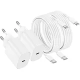 2 Pack iPhone Schnellladegerät,Apple Netzteil Ladegerät 20W mit USB C Light-ning Kabel 3M Original, Type C Ladeadapter, Power Adapter Stecker und Ladekabel für iPhone 14Pro Max/13/12/11/XS/XR/8 iPad