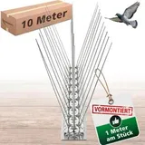 PRIOstahl Vogelabwehr Taubenspikes, 10 Meter, Spikes aus Edelstahl, silber, mit Edelstahlschiene, 3-reihig