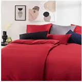 Blumtal Mako Satin Bettwäsche 135 x 200 & 80x80 cm Kissenbezug Rot - Oeko Tex Zertifizierte Satin Bettwäsche aus 100% Baumwolle - Edle Glanzoptik Bettwäsche 135x200 Satin mit Reißverschluss