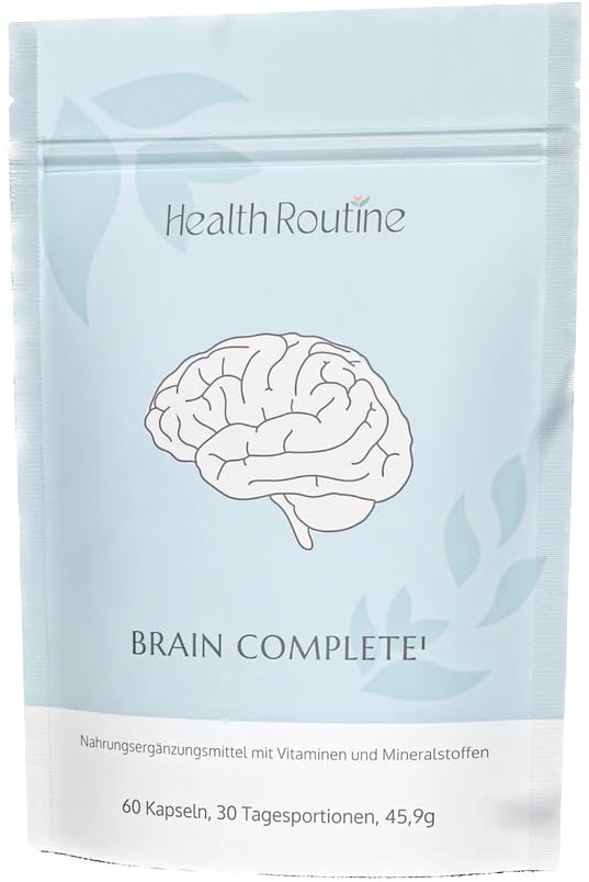 Health Routine Brain Complete | Unterstützung Bei Kopfschmerzen | Nahrungsergänzungsmittel Mit Magnesium, Vitamin B2 & Coenzym Q10 | 60 Kapseln