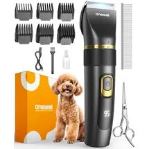 Oneisall Leise Hundeschermaschine Upgrade Pro, Profi Schermaschine Hund Katze 2000mAh Wiederaufladbar, IPX7 Wasserdichtes Tierhaarschneidemaschine für die Fellpflege zu Hause
