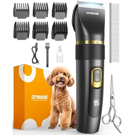 Oneisall Leise Hundeschermaschine Upgrade Pro, Profi Schermaschine Hund Katze 2000mAh Wiederaufladbar, IPX7 Wasserdichtes Tierhaarschneidemaschine für die Fellpflege zu Hause