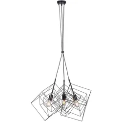 Pendelleuchte, schwarz, Metallkörben, Retro Design, E27, individuelle Licht