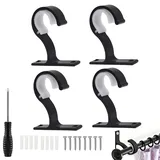 JENCVNL 4 Stück Vorhang Gardinenstange Halterung, Vorhangstange Halterung Metall Deckenmontage,Vorhang Stange Halter,Gardinenstange Halterung für Gardinen, Kleiderstange Duschstange (4Pcs-Schwarz)