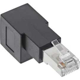 InLine Patchkabel-Adapter Cat.6A RJ45 Stecker/Buchse 90° nach unten gewinkelt