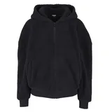 URBAN CLASSICS Ladies Oversized Sherpa Zip Hoody - schwarz,