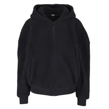 URBAN CLASSICS Ladies Oversized Sherpa Zip Hoody - schwarz,