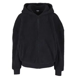URBAN CLASSICS Ladies Oversized Sherpa Zip Hoody - schwarz,