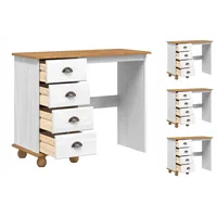 VidaXL Schreibtisch ASKIM mit Schubladen Weiß 95x40x75 cm Kiefernholz
