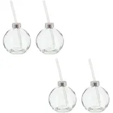 Novaliv 4x Tassen Glühwein 400 ml Personalisierte Weihnachtstasse mit Trinkhalm - Weihnachtskugel als Glühweinbecher - Christbaumkugel Motiv Tasse