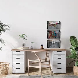 Relaxdays Zeitschriftenhalter Wand, 3er Set, A4, Eisen, HBT: 22 x 35,5 x 8,5 cm, Magazinhalter, Zeitungshalter, schwarz