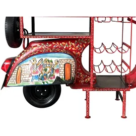 SIT Möbel Bartisch aus einem recycelten Roller 170 x 105 x 65 cm rot/bunt/schwarz