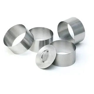 APS 113 Edelstahl Mousse Ring nahtlos, 5-tlg. Set + 1 Pusher), Ø 8 cm