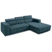 SOMETA Ecksofa Cocoon Samt Stoff Blau Azur