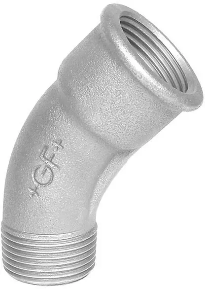 long bend 45° galvanized 2'' socket nipple