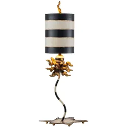 Dominique Tischleuchte Blattgold, schwarze und cremefarbene Streifen Flambeau FB-DOMINIQUE-TL