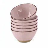 Loberon Schüssel 6er Set Biarré, unebenes, ursprüngliches Design, mediterraner Charakter, Geschirr, spülmaschinenfest, Tischaccessoires, Steinzeug, rosa
