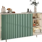 YHXAIQ Schrankvorhang Küche Schieben Regal Vorhang - Verdunkelung Staubschutz Sichtschutz Leinenimitat für Lagerschränke, Schranktüren, Fenster, mit Gardinenschiene Selbstklebende(Green,80 x 70 cm)