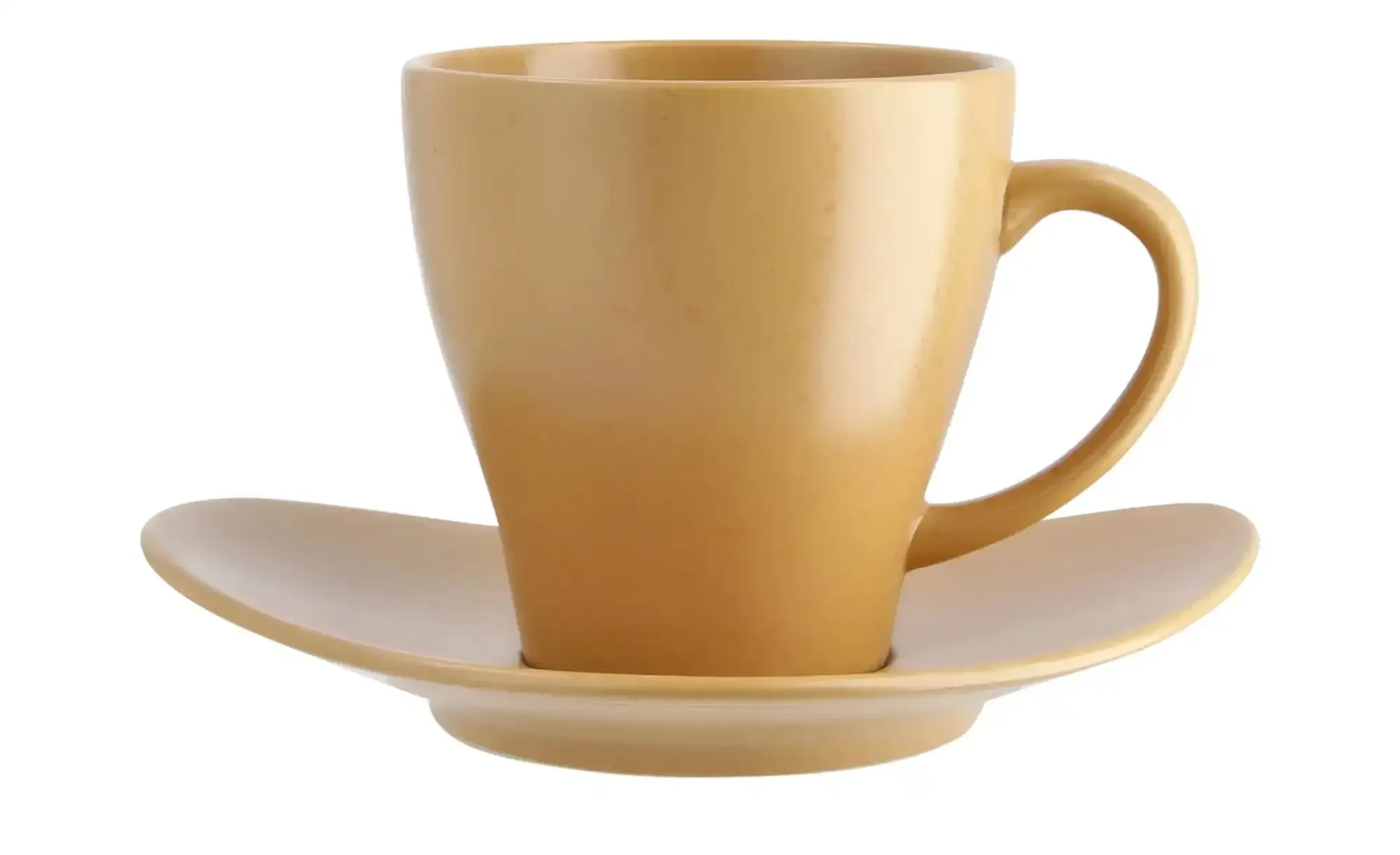 Tasse mit Unterteller  Cuba Ocra , gelb , Maße (cm): H: 9  Ø: 8.5