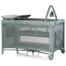 Chipolino Reisebett, Luna 2 Ebenen Wickelauflage klappbar Spielbogen Faltmatratze grün Kunststoff, 60x120 cm, Babymöbel, Babybetten, Reisebetten