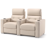 Sofanella 2-Sitzer Leder Bari, Relaxsofa, Designsofa, Designer Couch, Italienisches Sofa, 2er Sofa beige