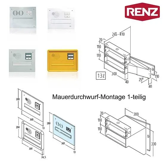 Mauerdurchwurf-Briefkasten RENZ 1-teilig (Durchwurfbriefkasten: 300 mm breit 515 mm tief)