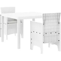 vidaXL Garten Essgruppe 3 pcs Weiß Polt Rattan - Weiß