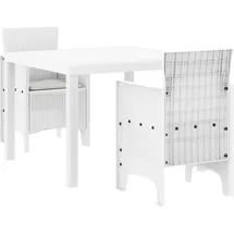 vidaXL Garten Essgruppe 3 pcs Weiß Polt Rattan - Weiß