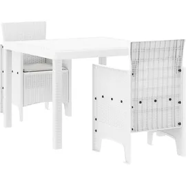 vidaXL Garten Essgruppe 3 pcs Weiß Polt Rattan - Weiß