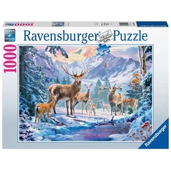 Ravensburger Puzzle 19949 – Rehe und Hirsche im Winter – 1000 Teile Puzzle für Erwachsene ab 14 Jahren
