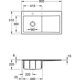 Villeroy & Boch Subway Style 50 links crema + Excenterbetätigung