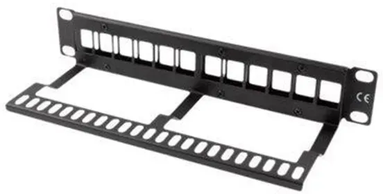 PPKS-9112-B Patch Panel Blank 12-Port 1U with Organizer for Keystone Modules Black